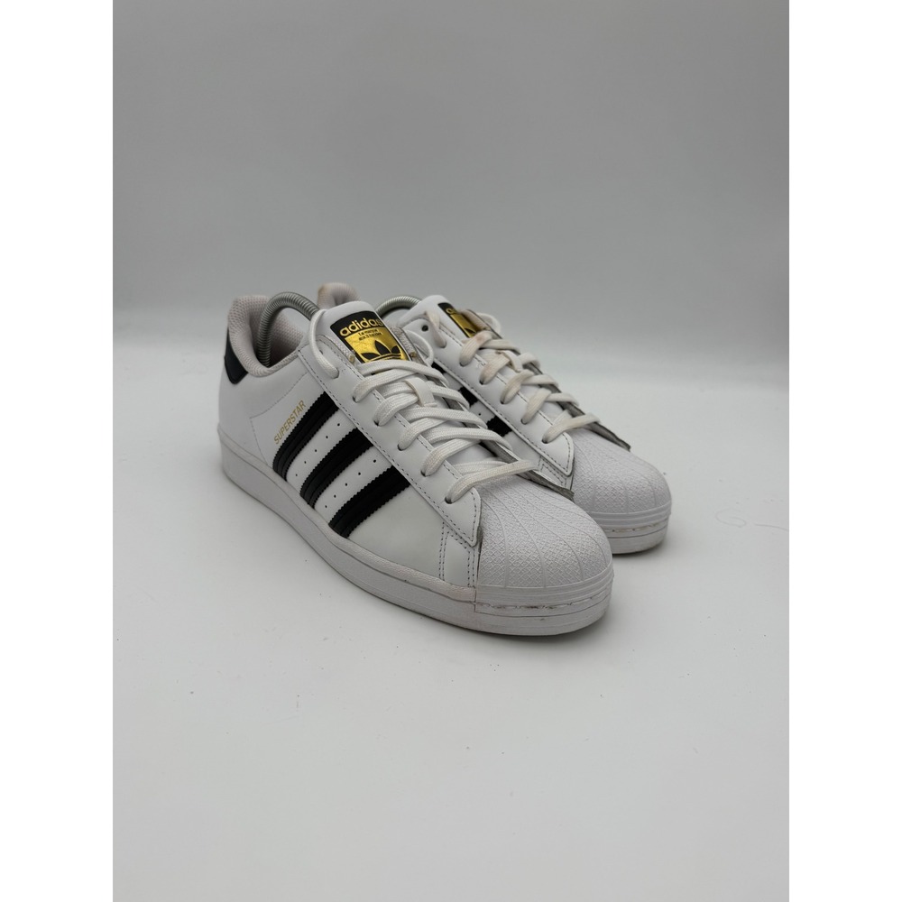 Adidas Superstar Womens Shoes White Black Gold Shell Toe Sneakers Size 10